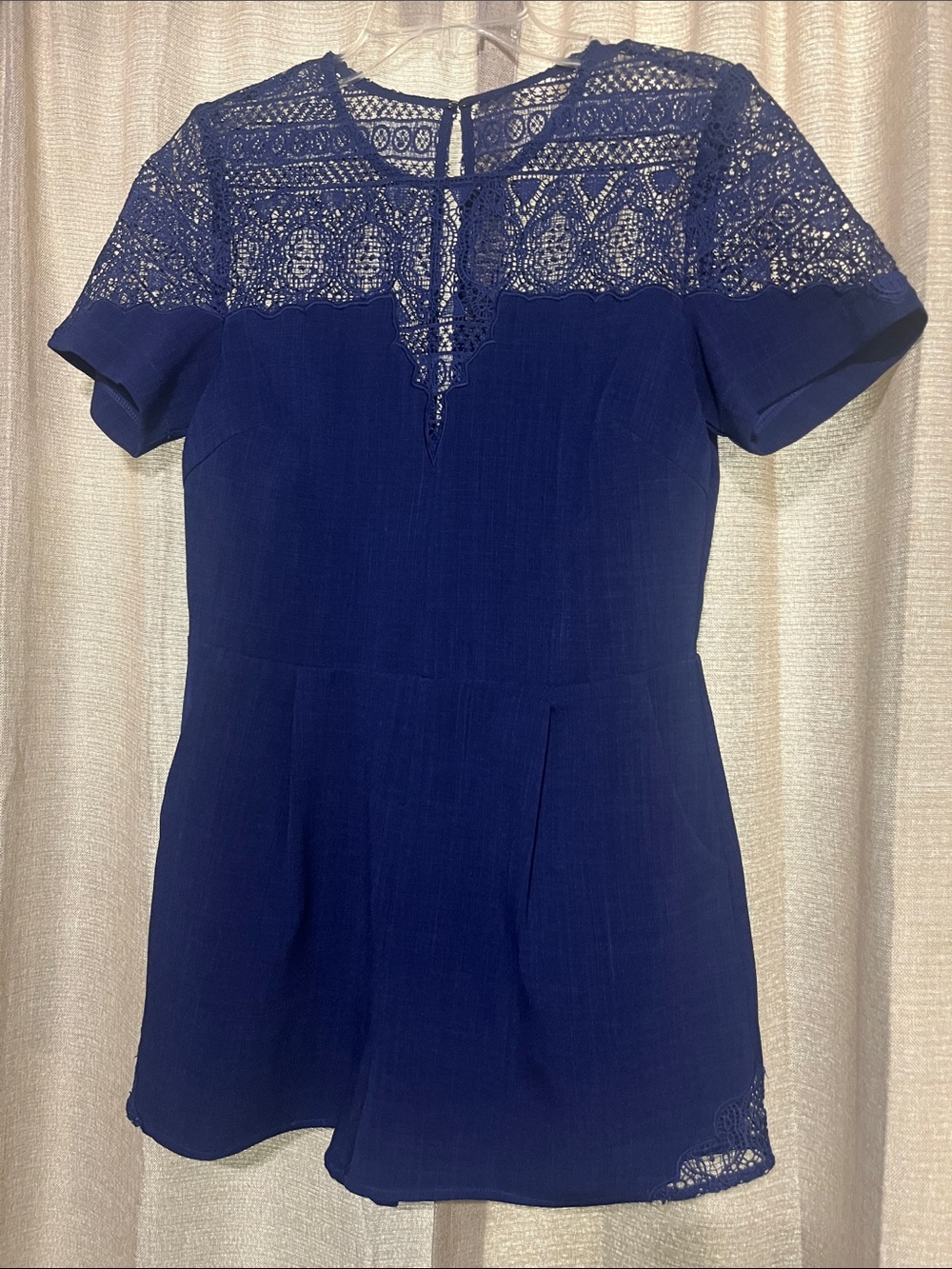 Women's Navy Lace Yoke romper